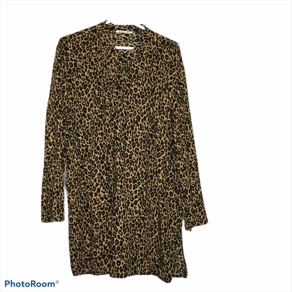 Made In Italy Animal Print Tunic Button-Up Blouse